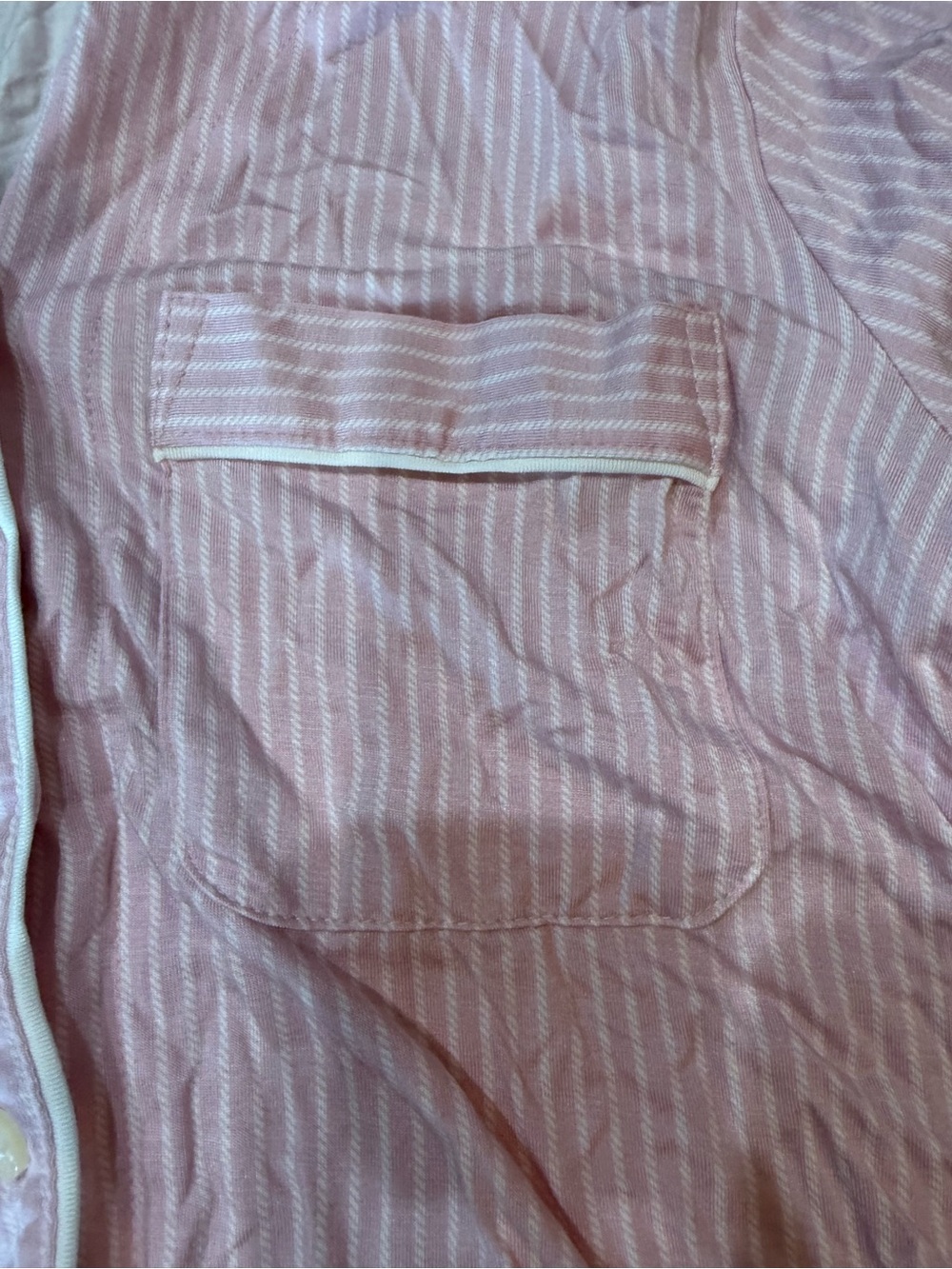 Pink Striped Women's Lounge Pajama Set - Short Sleeve Button-Up XS - Picture 3 of 6